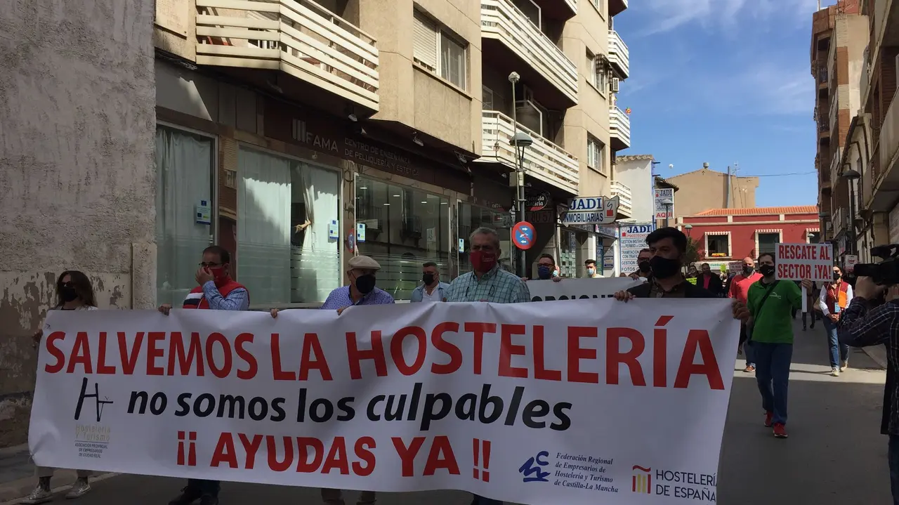Manifestación de la hostelería en Valdepeñas