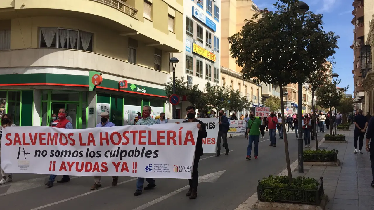 Manifestación de la hostelería en Valdepeñas