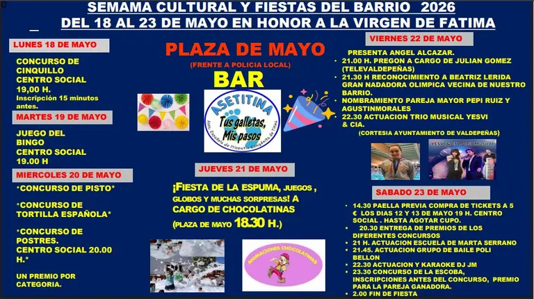 Cartel y programa de las fiestas de F&aacute;tima 2026