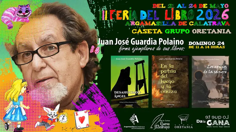 Cartel de la firma de Juan Jos&eacute; Guardia Polaino en la III Feria del Libro de Argmasilla de Calatrava
