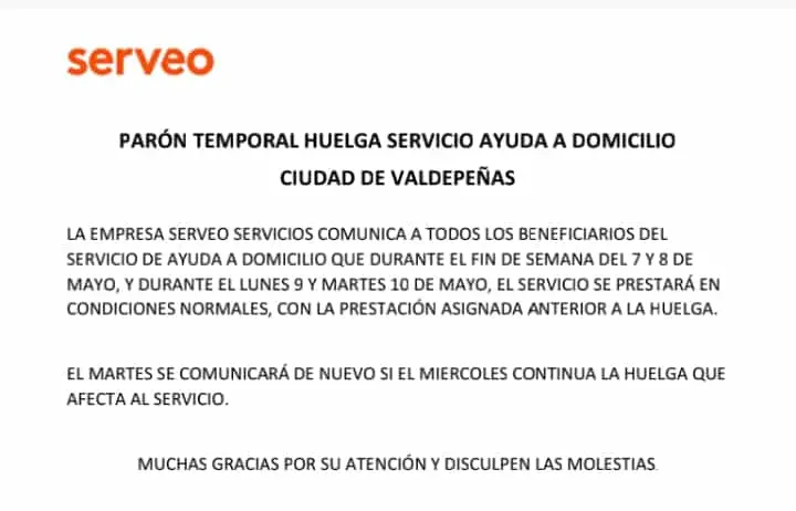 HUELGA SERVICIO AYUDA A DOMICILIO