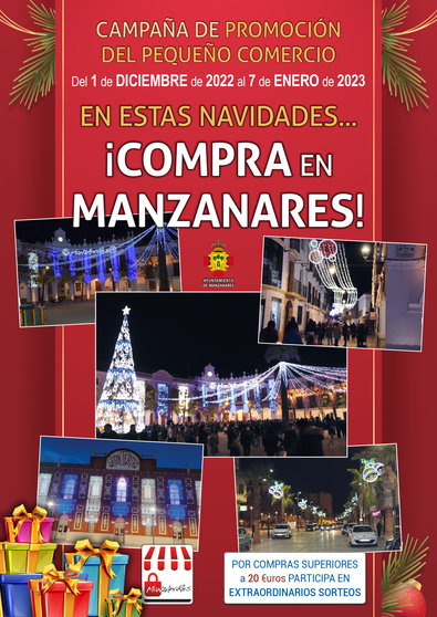 Cartel de la campaña 'En estas Navidades... ¡compra en Manzanares!'