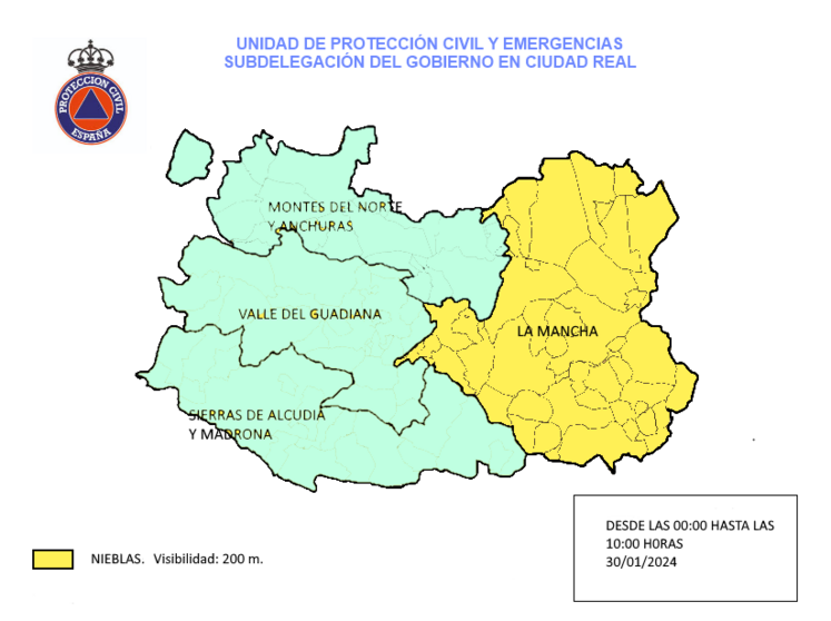 Mapa de alerta por niebla