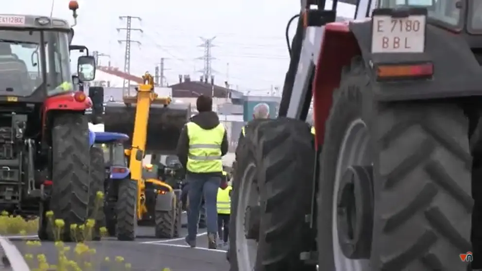 Cortes de carreteras en la movilización de los agricultores