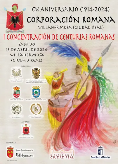 Cartel concentración centurias romanas Villahermosa 2024