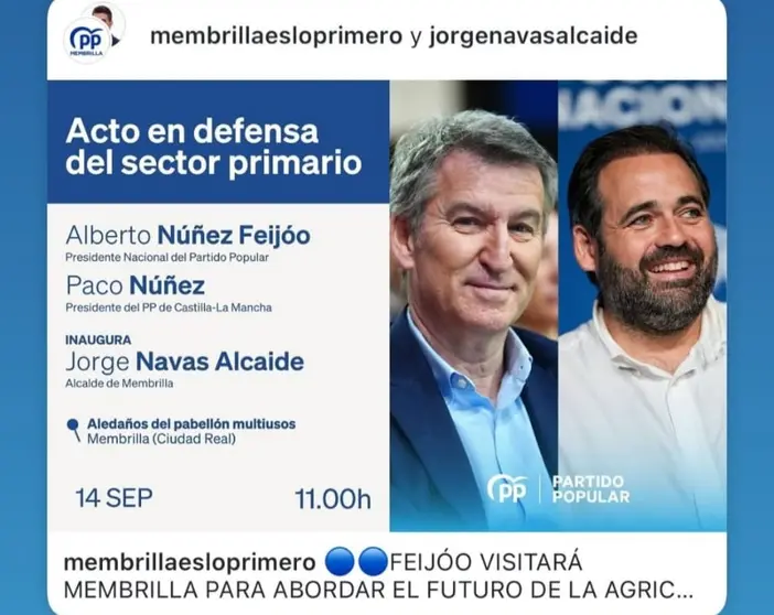 Anuncio del acto en Membrilla
