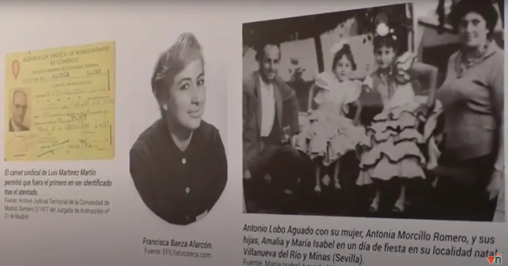 Uno de los paneles que integran la exposición En el centro Paquita Baeza maestra de Valdepeñas que murió en el atentado