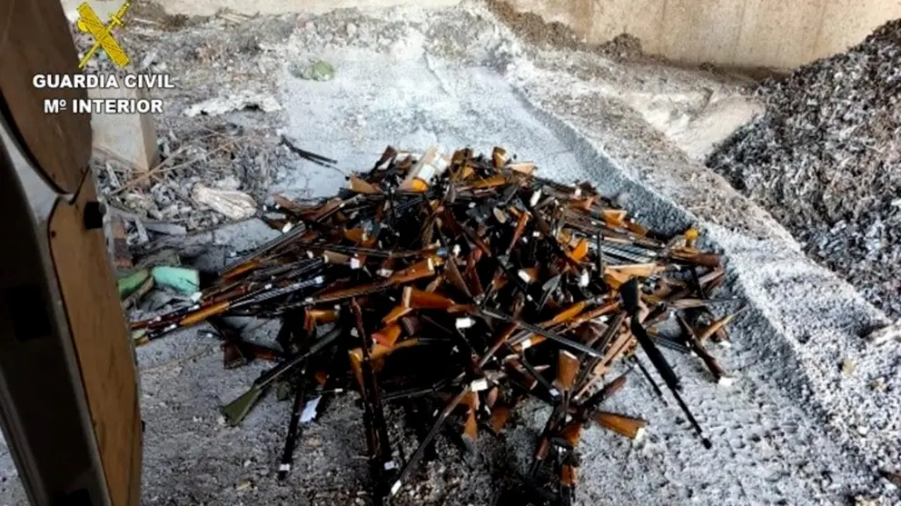 Armas destruidas por la Guardia Civil
