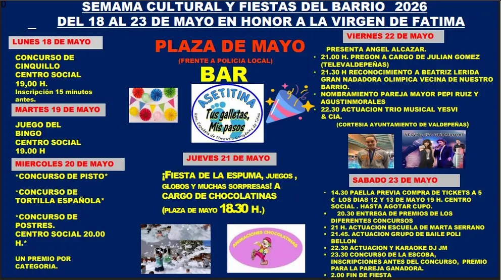 Cartel y programa de las fiestas de F&aacute;tima 2026