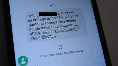Estafa en mensaje SMS al móvil