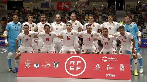 La Selección Española de fútbol sala antes del partido frente a Vietnam