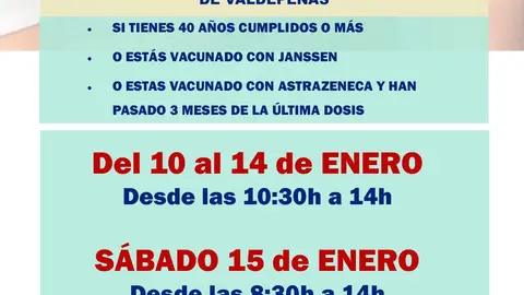Anuncio del área sanitaria de Valdepeñas para mayores de 40 años