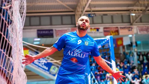 Matheus Preá celebrando su tanto en el Viña Albali Valdepeñas 3-2 Levante 
Foto: ACP-FSV