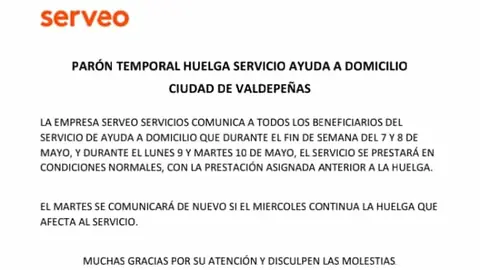 HUELGA SERVICIO AYUDA A DOMICILIO