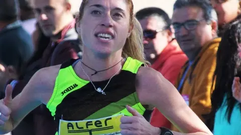 Rosario García Cervigón, en pleno esfuerzo durante una carrera