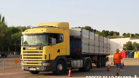 Momento de la celebración del concurso de maniobras de la hermandad solanera de San Cristóbal en el recinto ferial