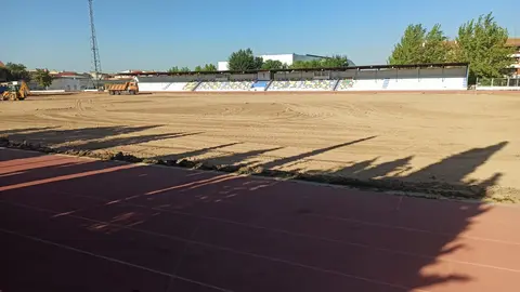 Obras del campo de fútbol de La Molineta
