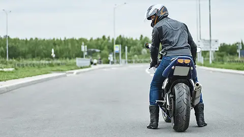 Outdoor pciture of sport motorcycle parked on road against sky background. Extreme, motorcycling, transport, transportation, lifestyle, extreme and hobby concept