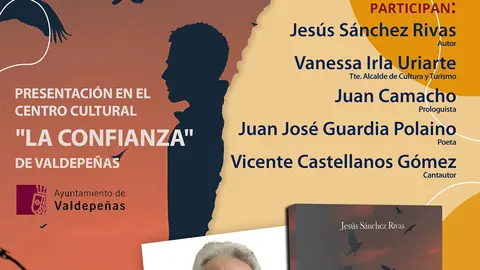 Cartel de la presentación del poemario de Jesús Sánchez Rivas en Valdepeñas
