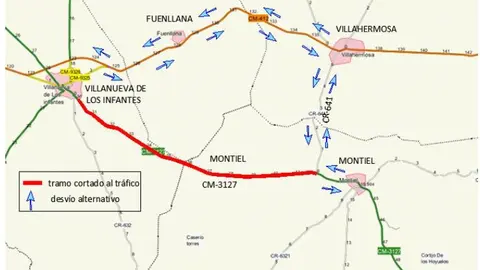 Mapa indicativo corte carretera