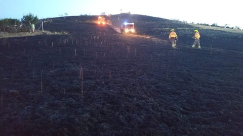 Un incendio forestal arrasa con la mitad del cerro de San Roque de Santa Cruz de Mudela