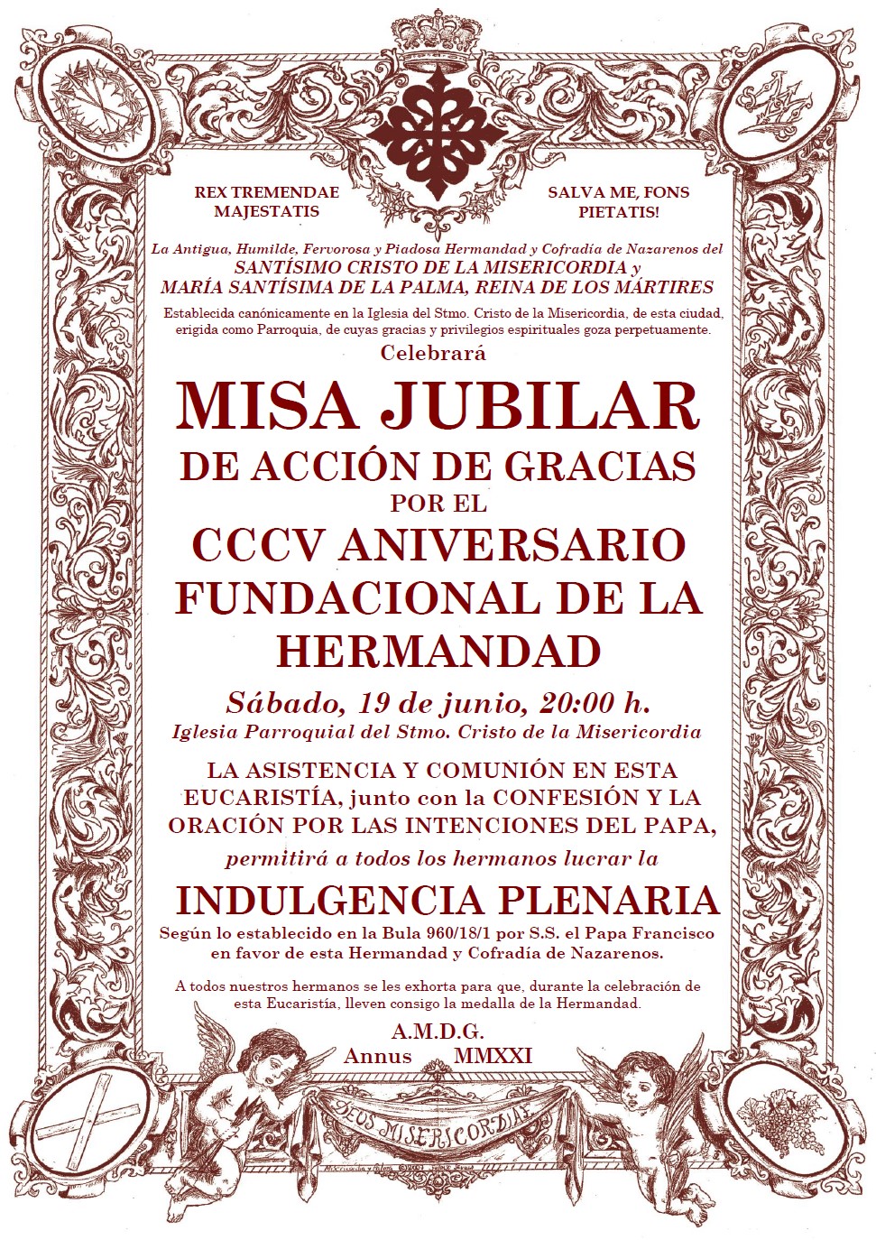 Cartel Misa Jubilar 305 Aniversario Fundacional de la Hermandad