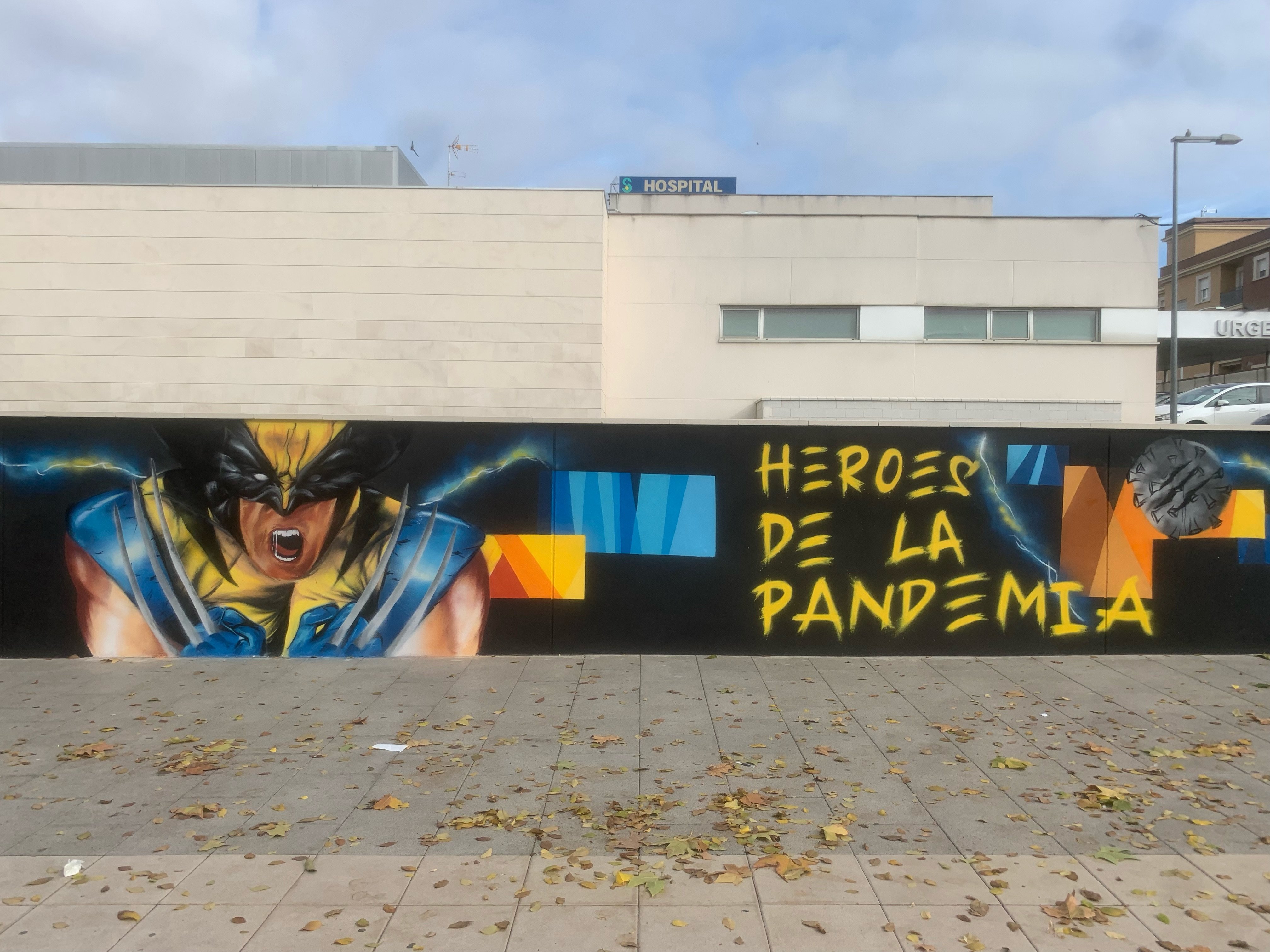 Graffiti en homenaje a los sanitarios de Valdepeñas