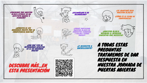 Cartel de la jornada de puertas abiertas del IES Gregorio Prieto de Valdepeñas