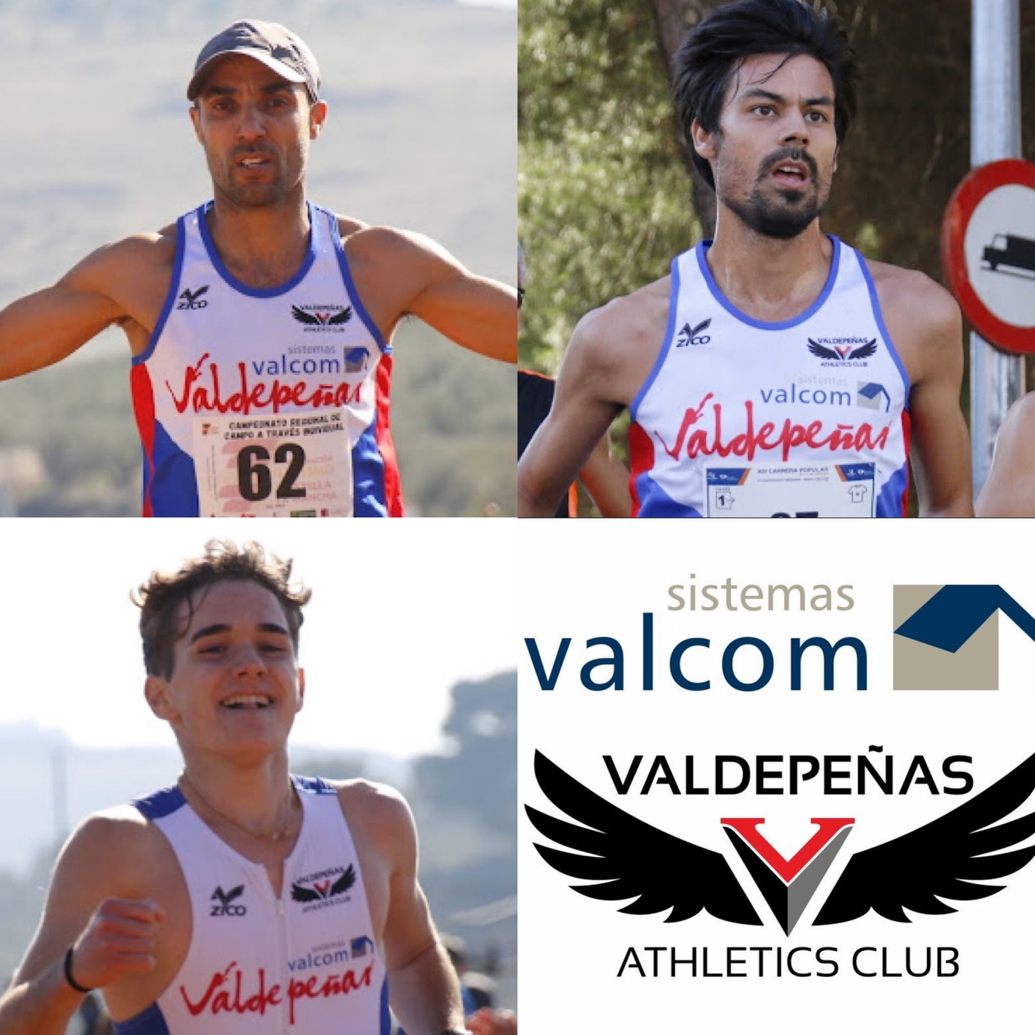 Jaouad El Bissis, Fernando González-Mohíno y Javier Hernández, atletas del Valdepeñas A. C. Sistemas Valcom