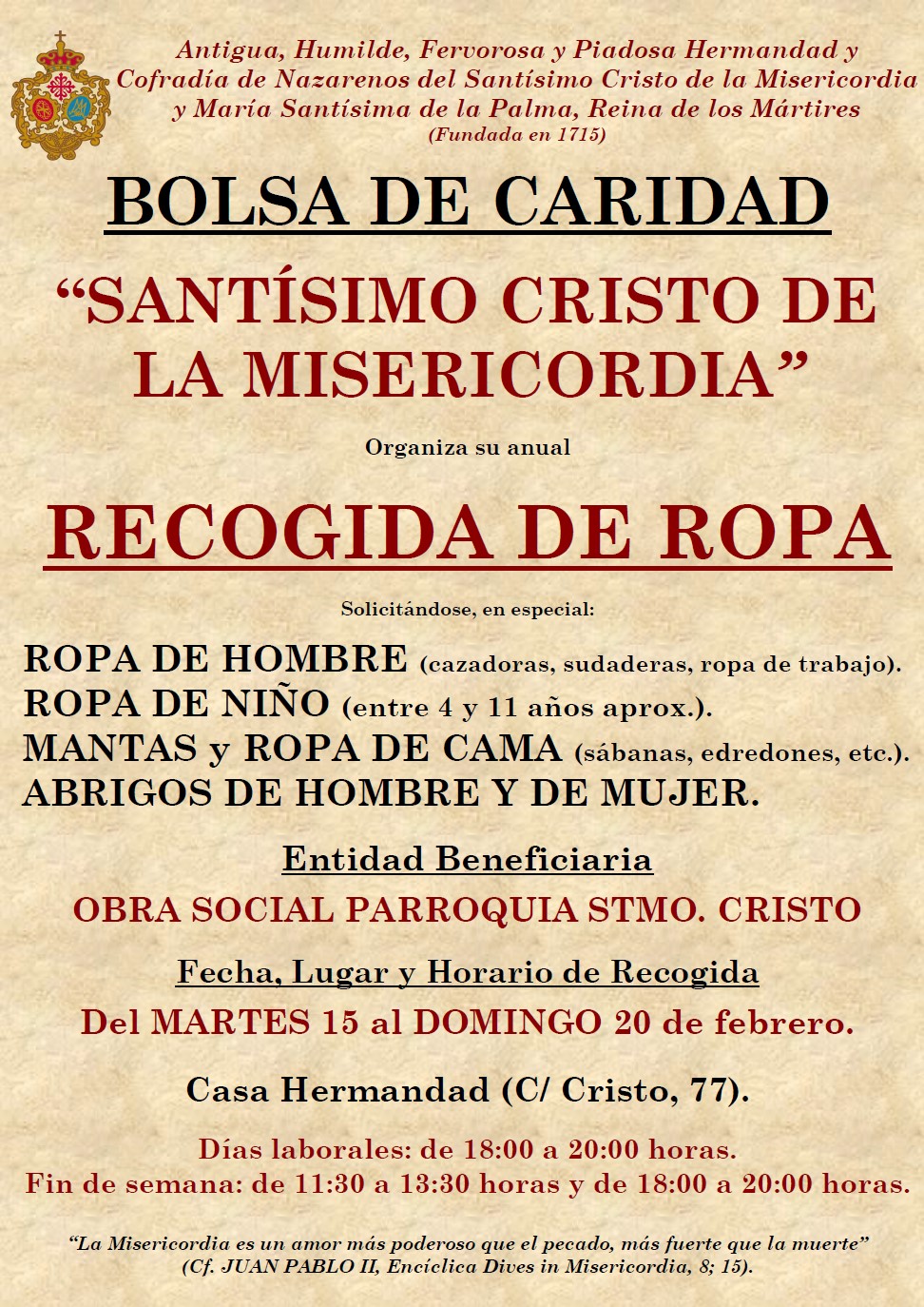 Cartel Recogida de Ropa 2022
