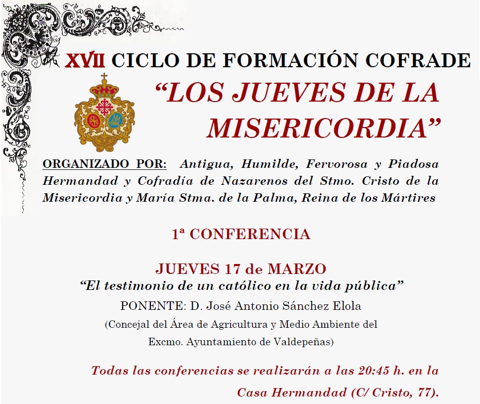1ª conferencia XVII Ciclo de Formación Cofrade 2022