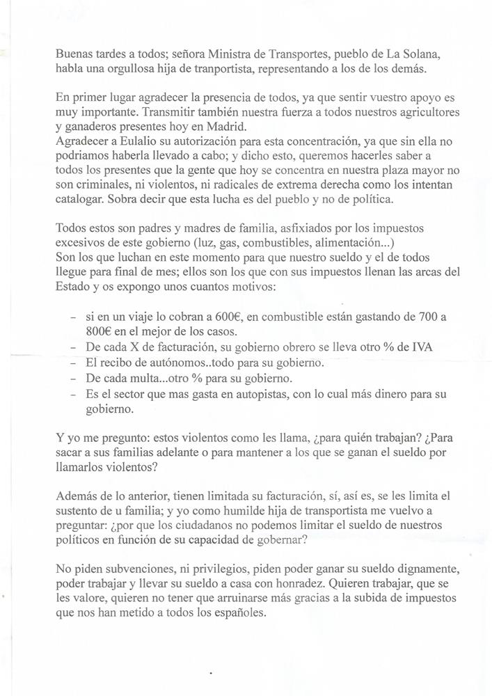 Manifiesto de la hija de transportista, Loli Trujillo