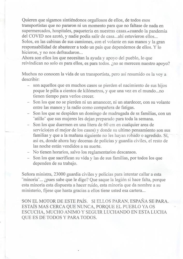 Manifiesto de hija de transportista, Pili Torres