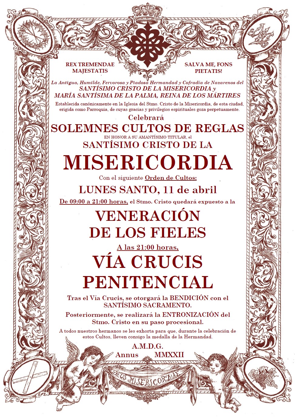 Cartel Cultos Cristo Vía Crucis y Besapies 2022
